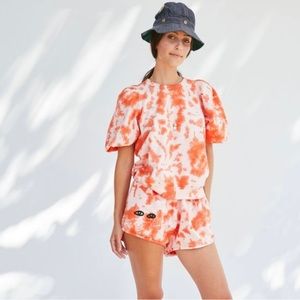 Clare V. Puff Sleeve orange tie dye.